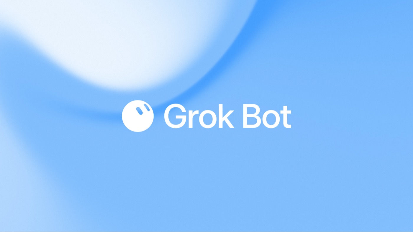 The Grok Bot logo and name on a soft blue gradient